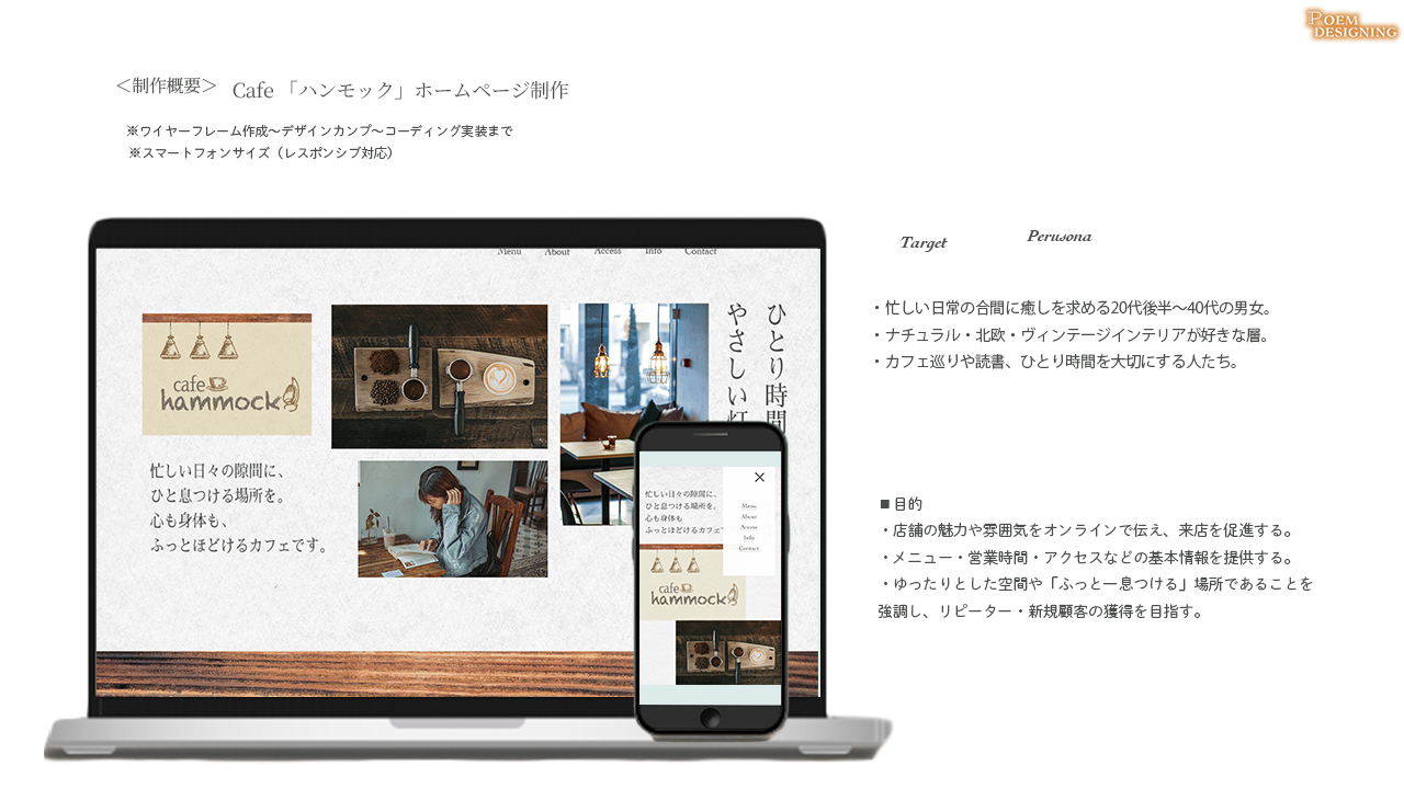cafeHPについての制作実績pdf